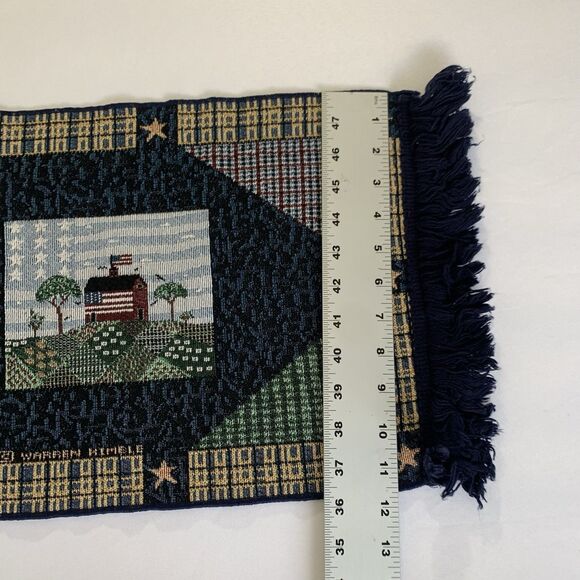 Vintage Tapestry Table Runner America the Beautiful Blue USA Warren Kimble 12x72 - Picture 5 of 6